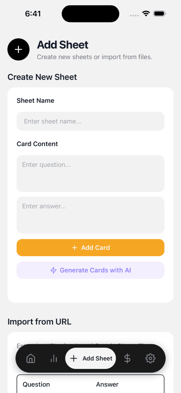 KI-Kartenerstellung — Thema, Foto oder PDF wird zum Karteikarten-Deck